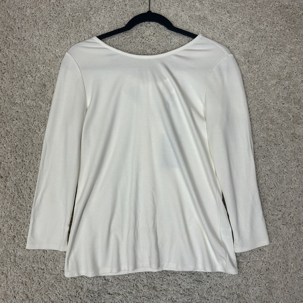 Gibson Blouse Womens Small Petite SP White Tie Back Basic Minimal Classic Career